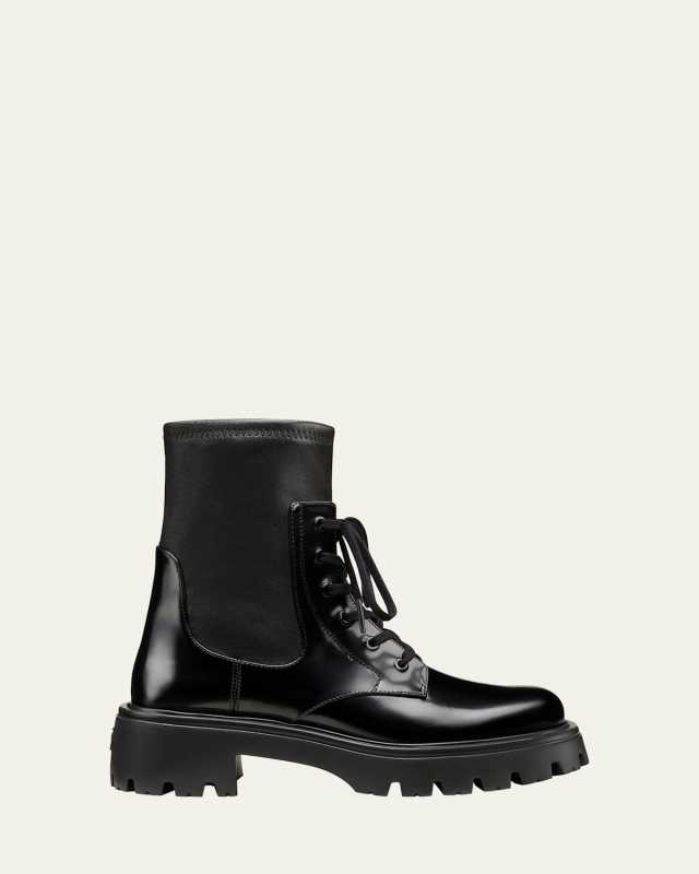 Everitt Stretch Leather Combat Booties